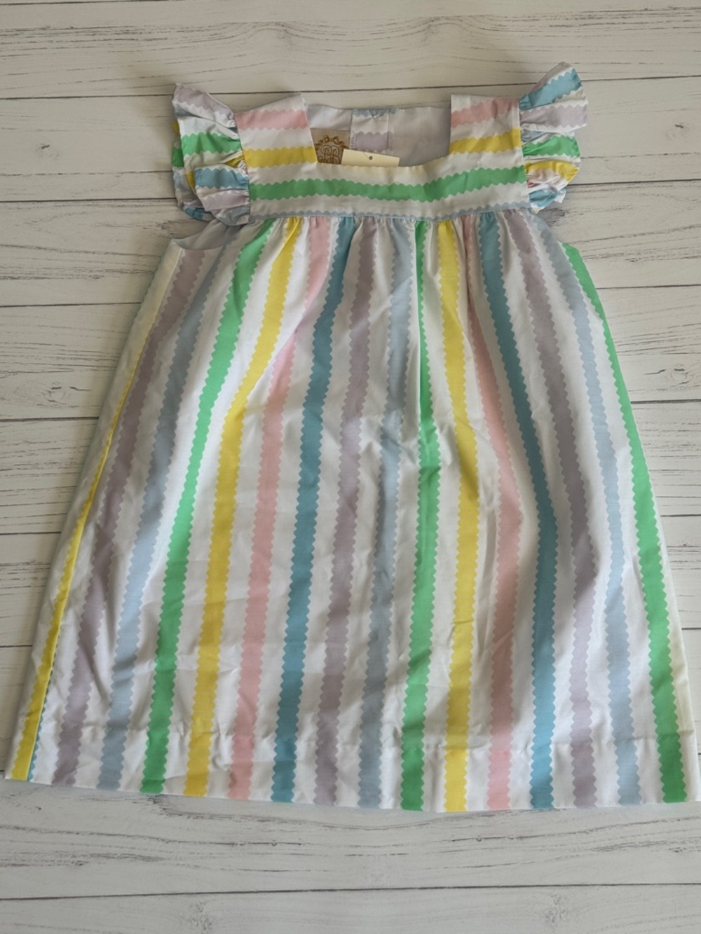 NWT  TBBC Pastel Multi-Striped Flutter Sleeve Dress